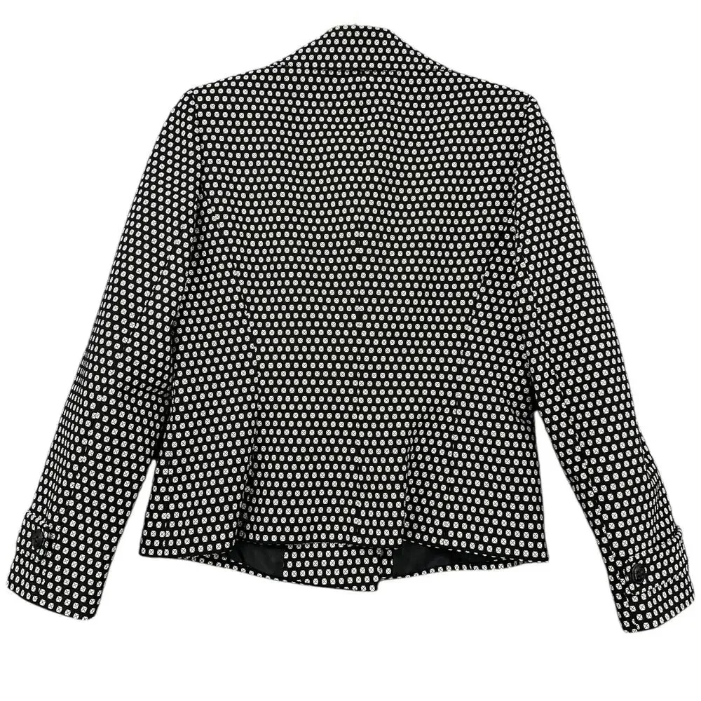 Stresa Black White Double Breasted‎ Notched Lapel Geometric Blazer Jacket Size 8